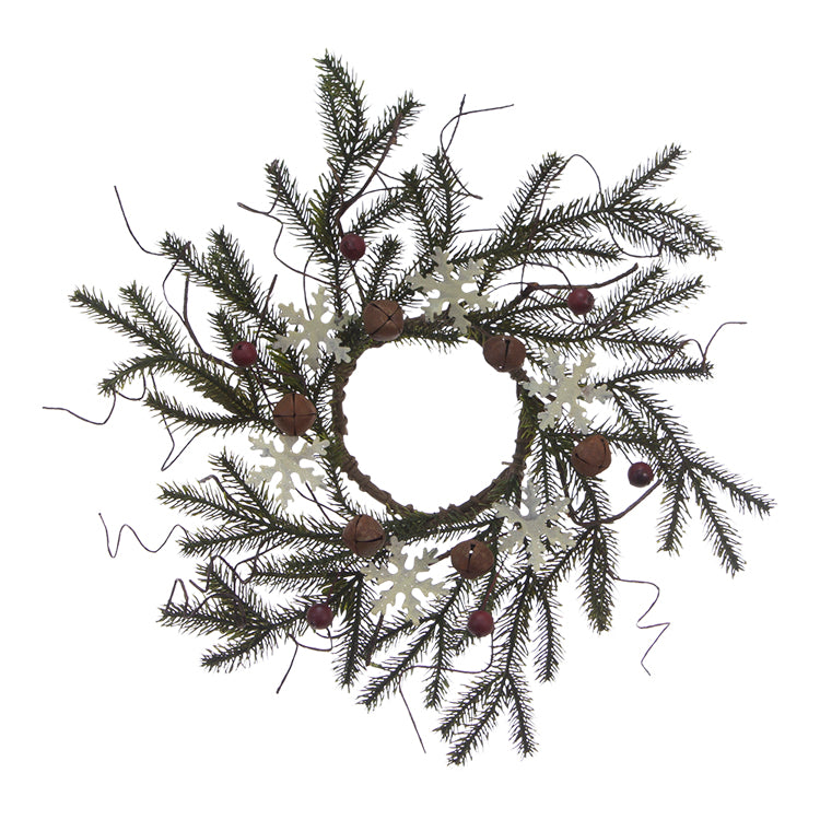 FXQ09754CL - 4.5 in Berry, Snowflake and Bell Spruce Candle Ring