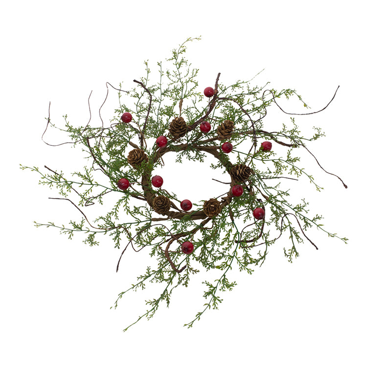 FXQ09804CL - Red Berry and Cypress Candle Ring