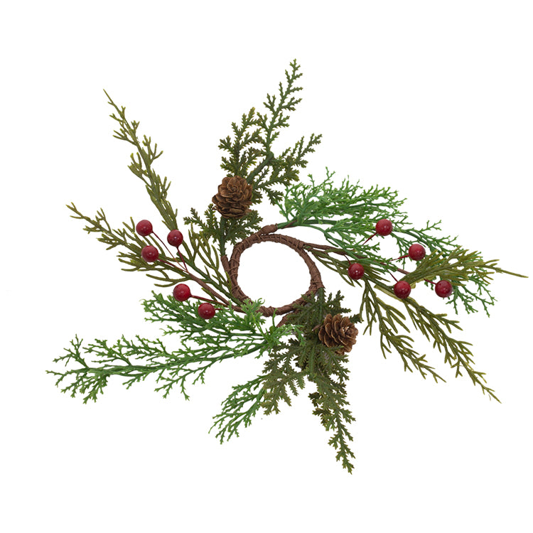 FXQ09877CSS - Juniper and Red Berry Candle Ring