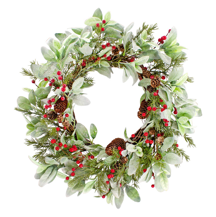 FXQ26693W - Mistletoe and Pinecone Wreath
