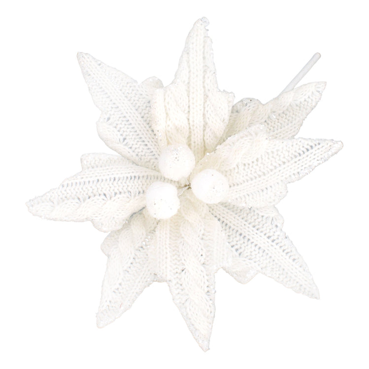 FXQ26779-4.5 - Small White Knit Poinsettia
