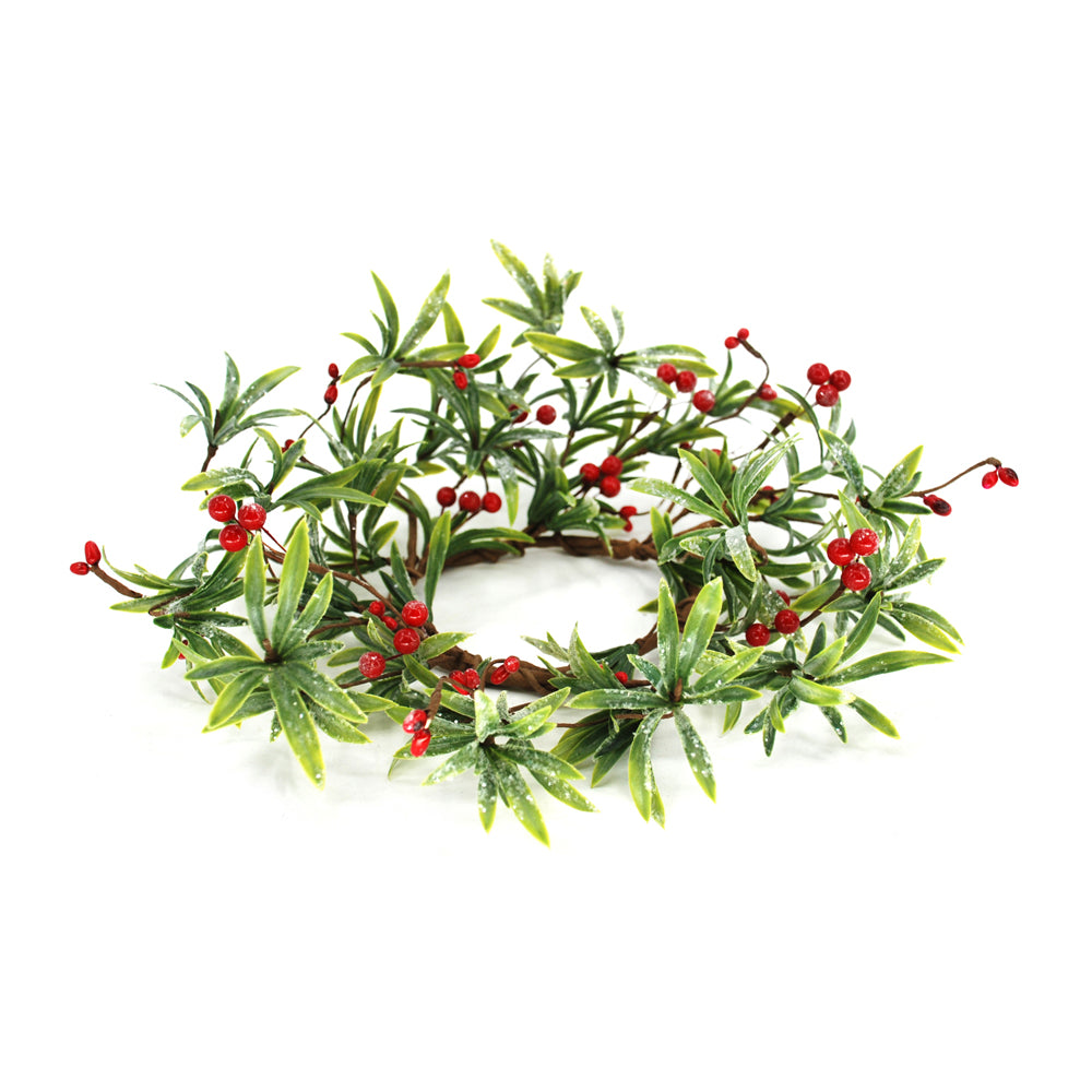 FXQ43981-4 - Red Berry Yew Pine Candle Ring