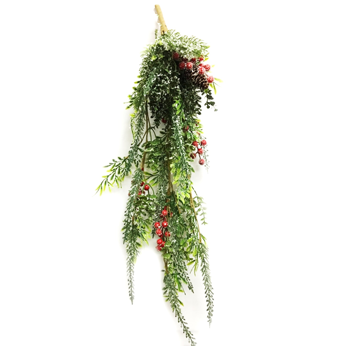 FXQ59539-DG - Holly Berry and Frosted Pine Dripping Garland