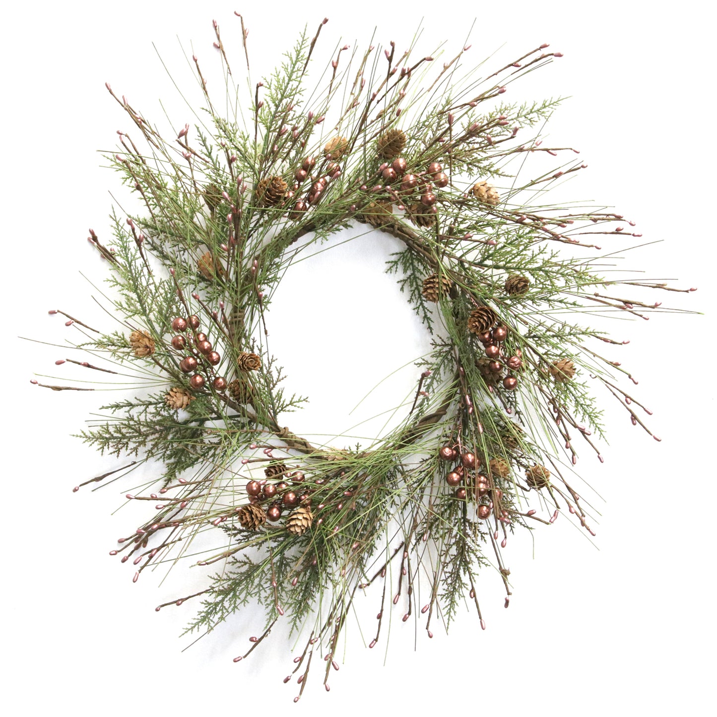 FXQ59560-W - Cedar, Pine, and Pip Berry Wreath