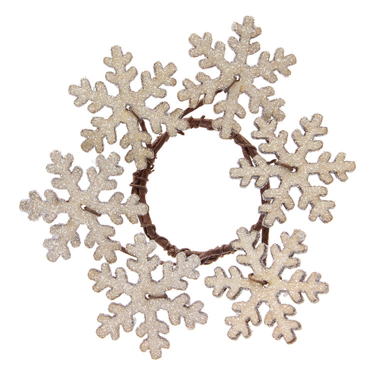 FXQ96770CSS - Wooden Snowflake Mini Candle Ring