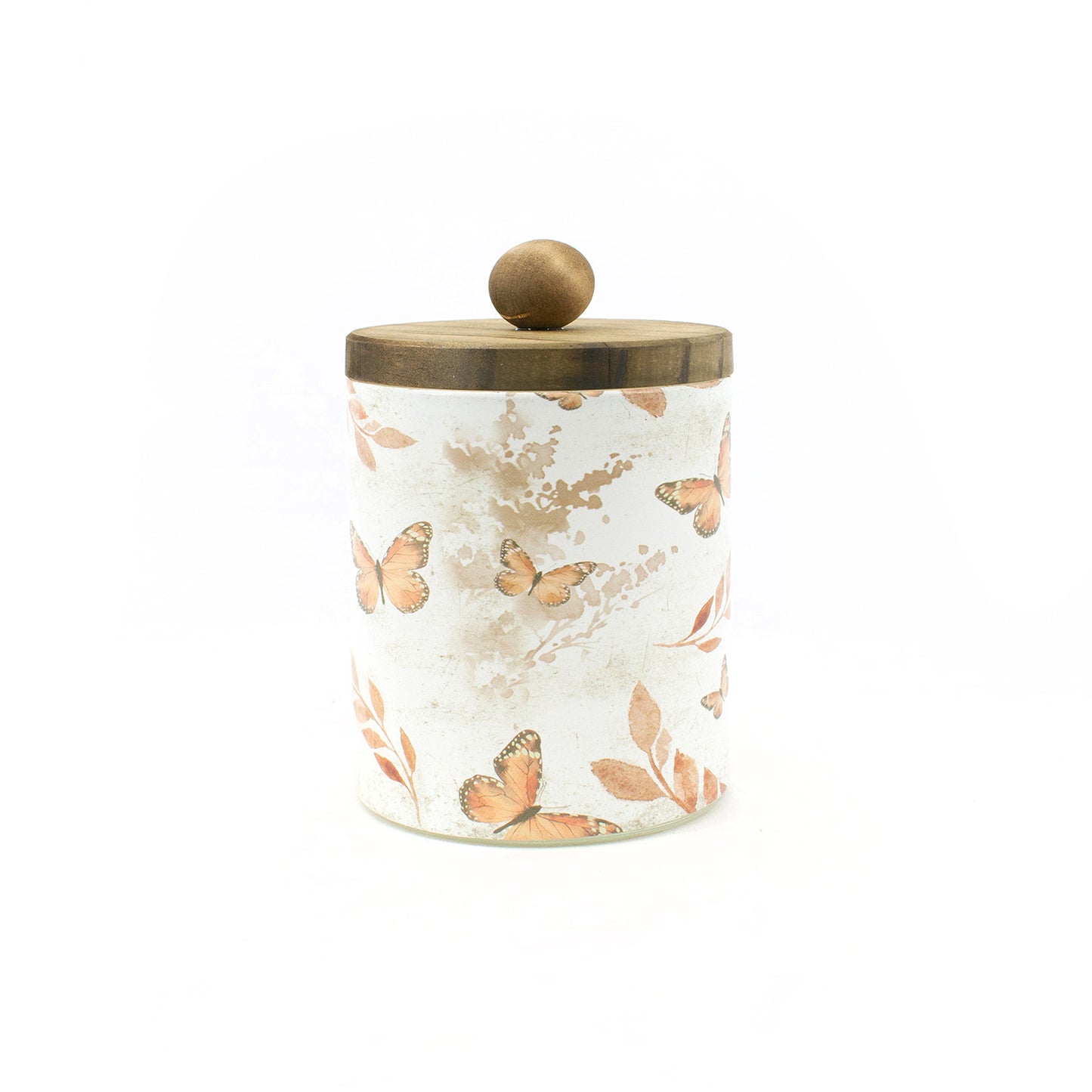 GAS41009 - Apricot Butterfly Glass Jar with Wood Lid