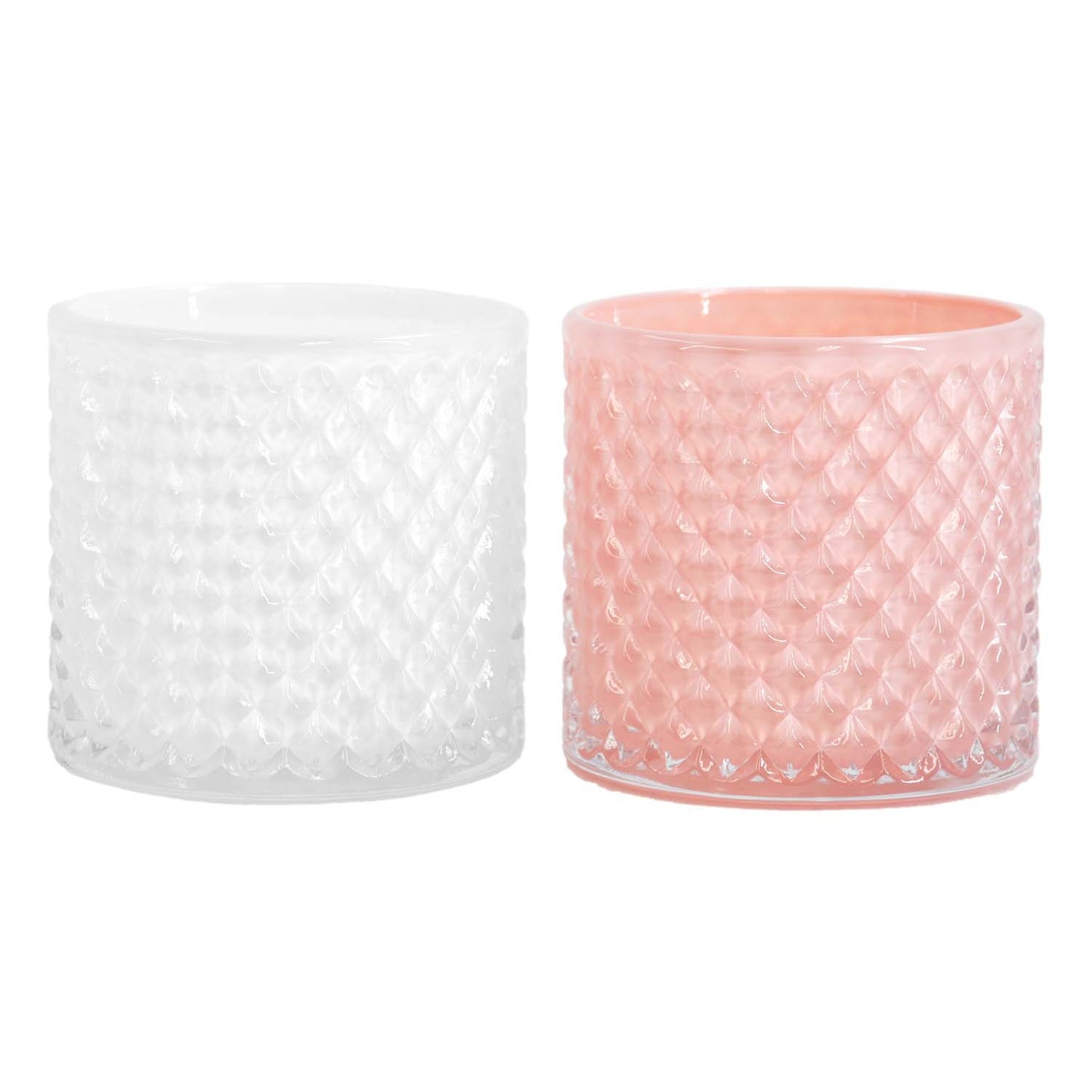 GAS57168-2A - 2 Assorted Pink and White Little Glass Jars
