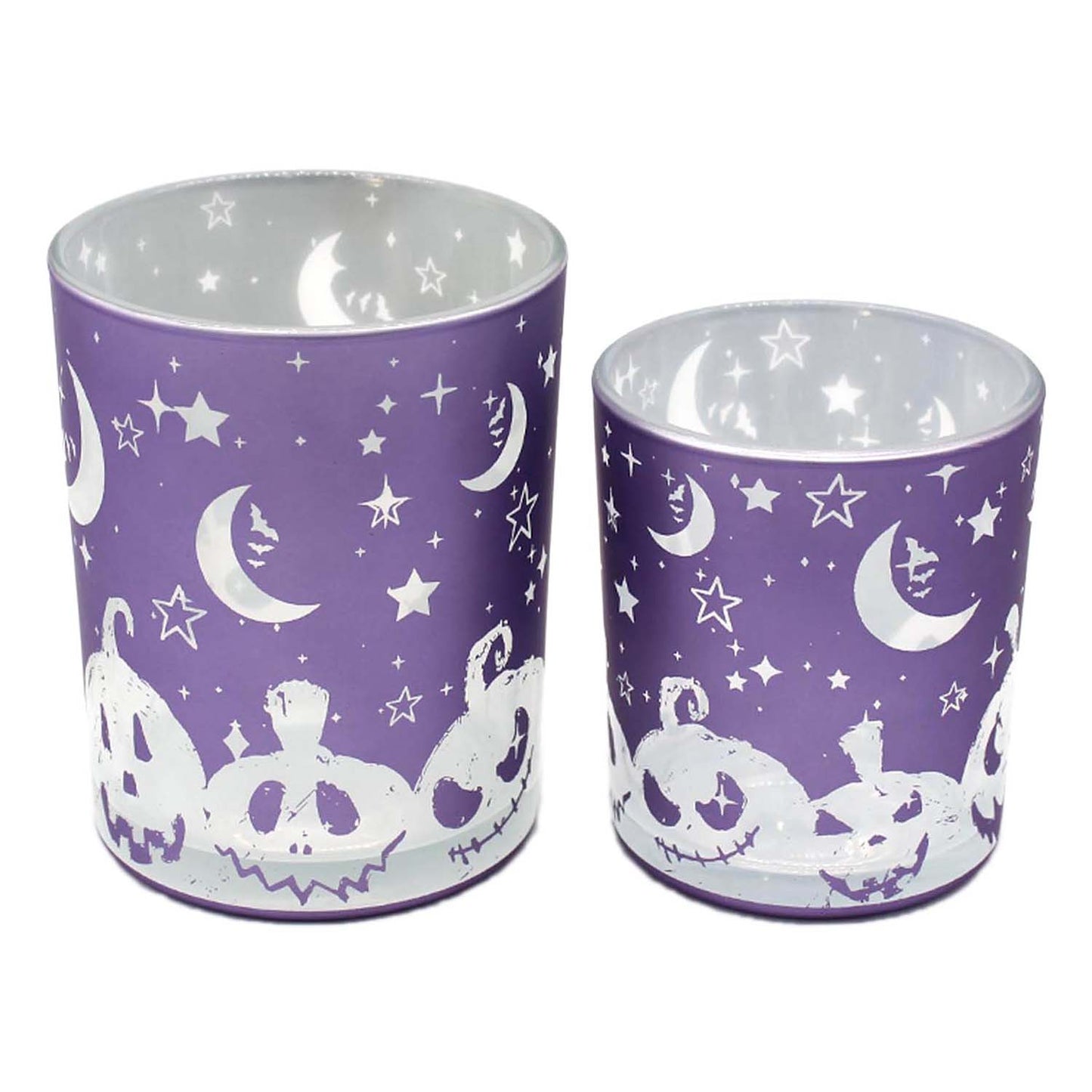GFS58017-2S - Set of 2 Purple Pumpkin Glass Jars