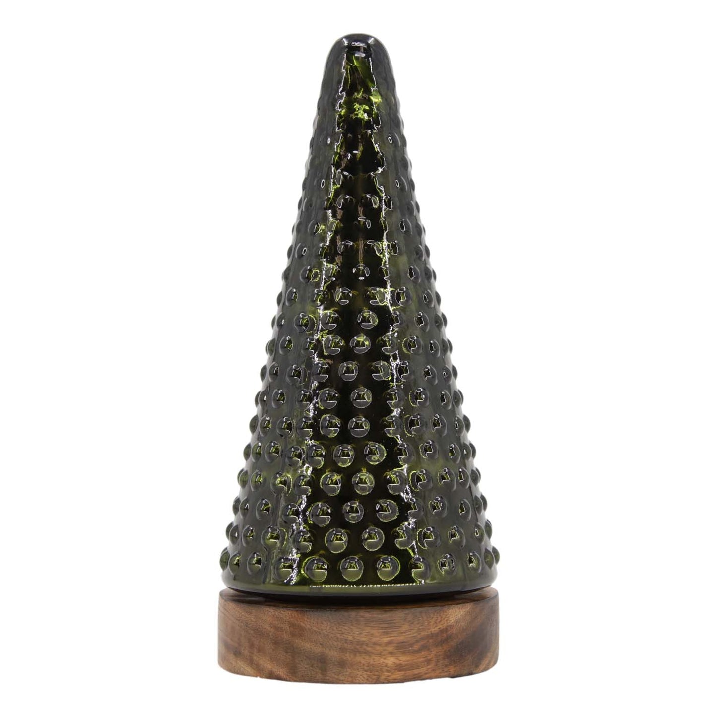 GXI59520-LG - Tall Rustic Green Glass Tree on Stand