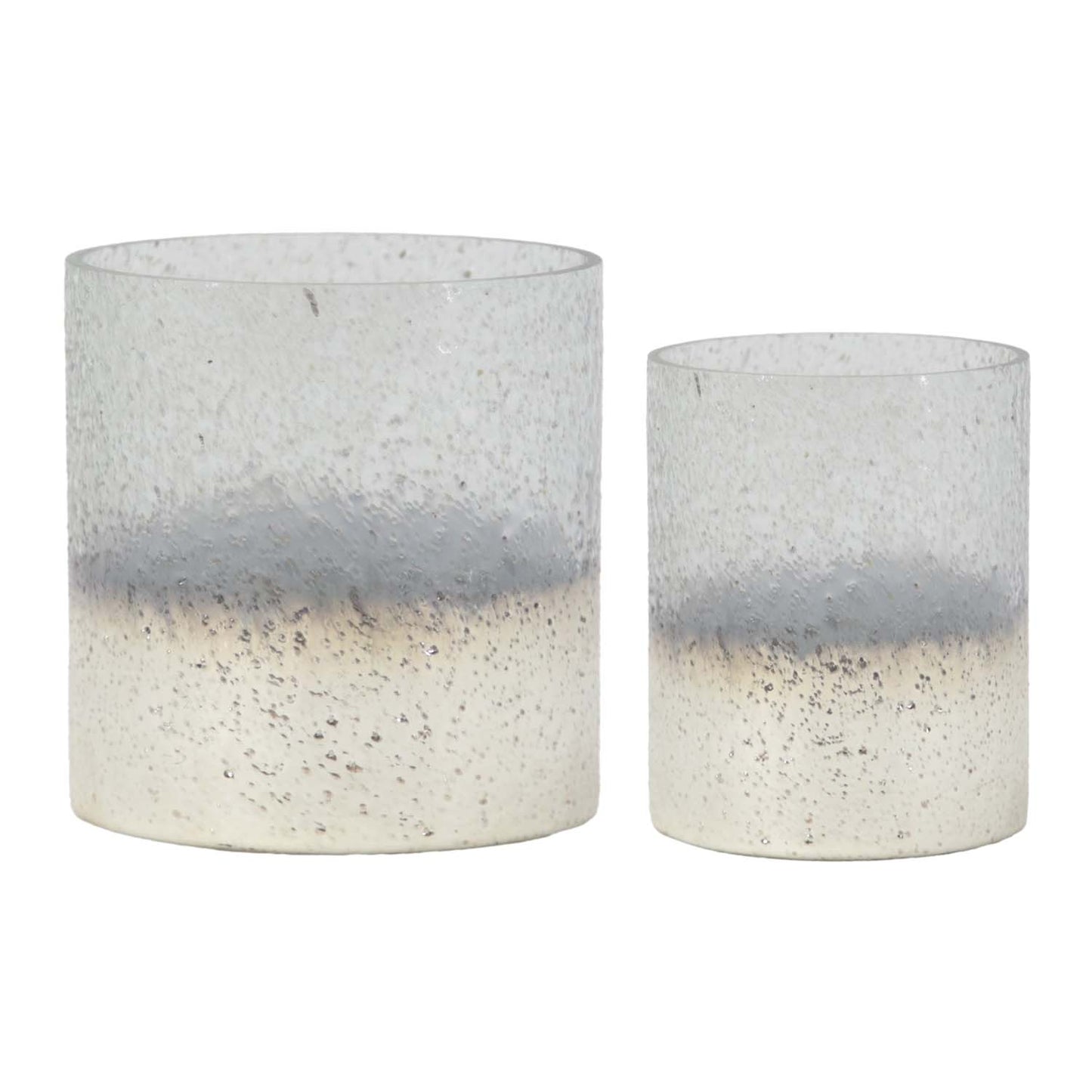 GXI59N060-2S - Set of 2 Round Bottom Icy Glass Jars