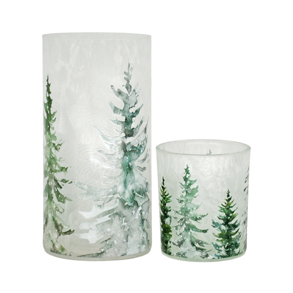 GXS43051-2S - Set of 2 Woodland Pines Glass Jars