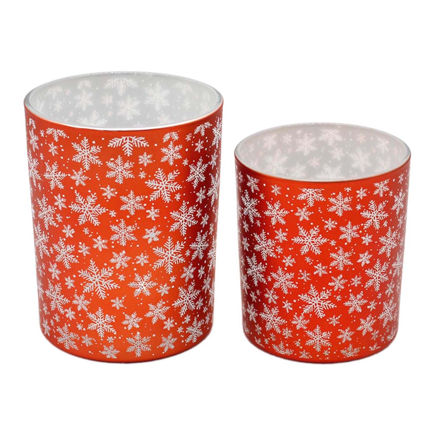 GXS59016-2S - Set of 2 Red Snowflake Glass Jars