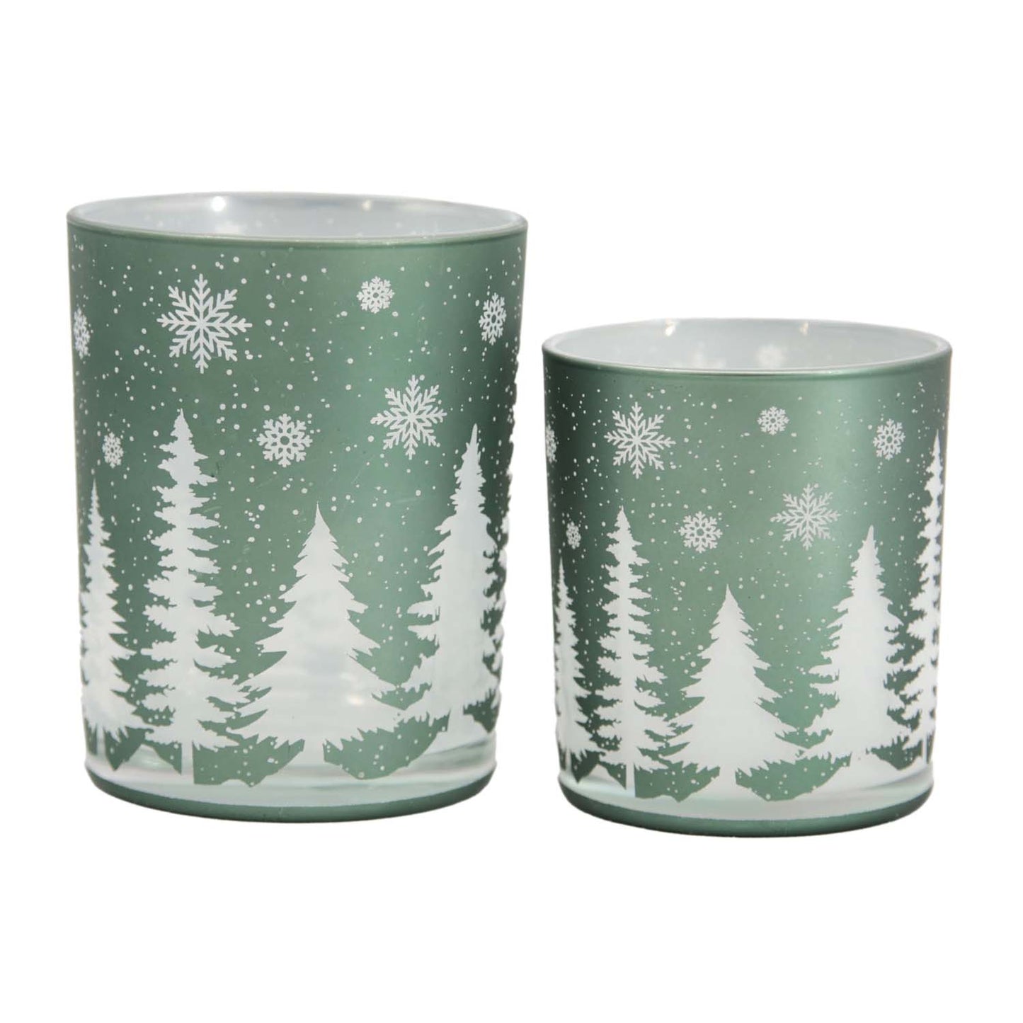 GXS59018-2S - Set of 2 Green Forest Glass Jars