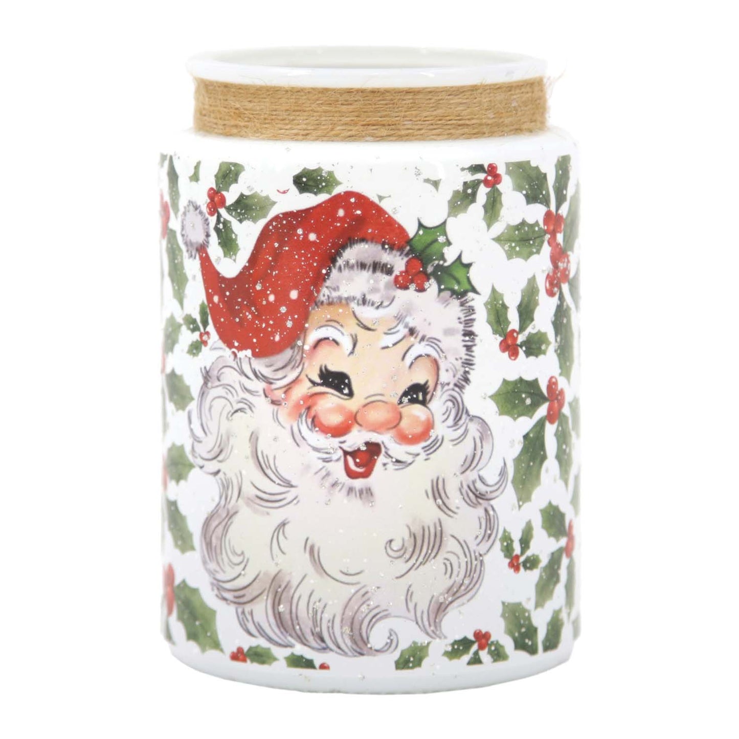 GXS59083 - Vintage Santa and Holly Jar