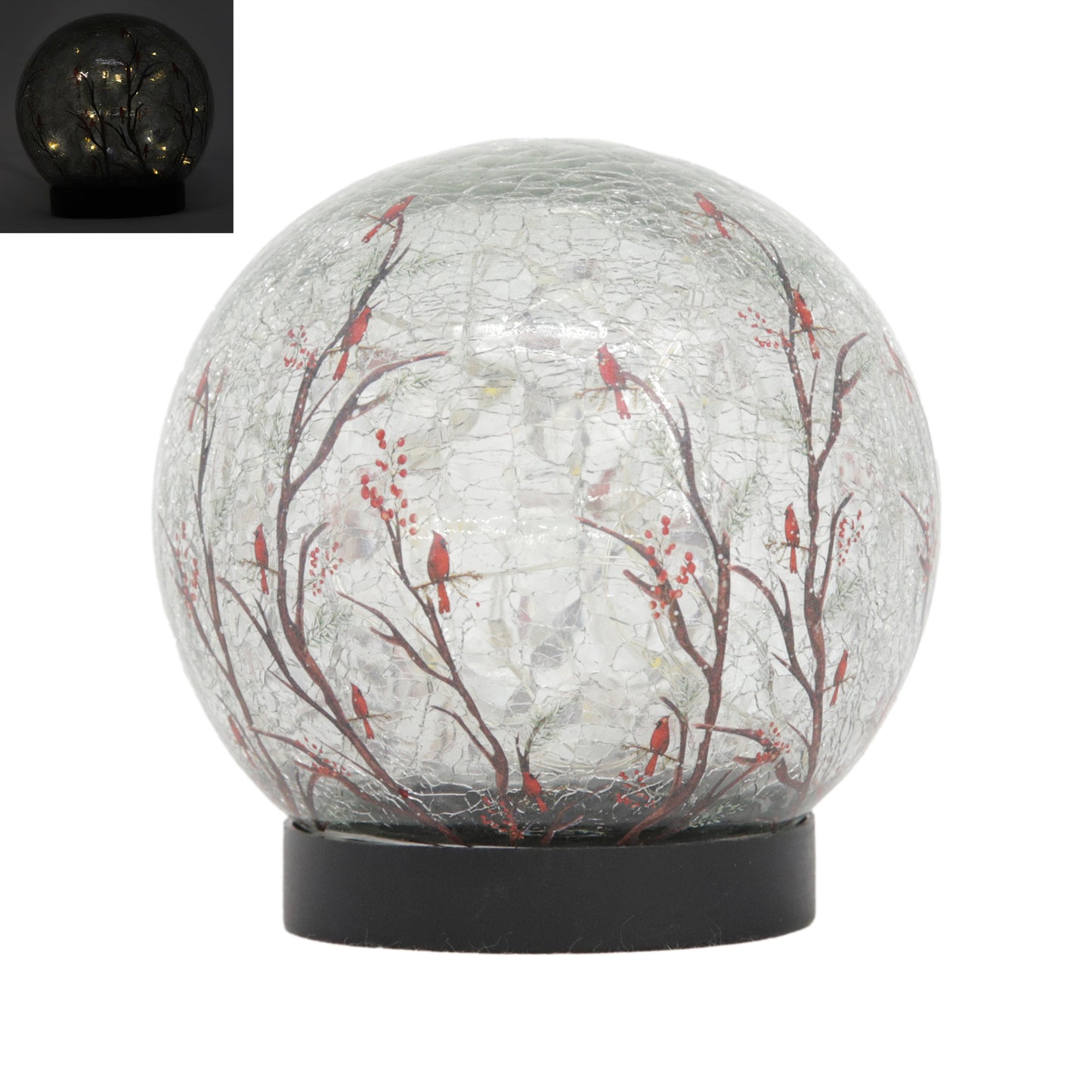 GXS59250-LG - Large Glass Lighted Cardinal Orb