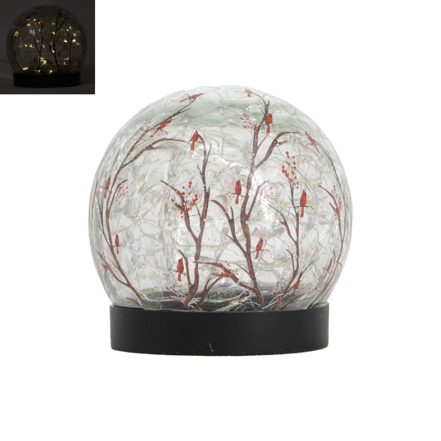GXS59250-SM - Small Glass Lighted Cardinal Orb