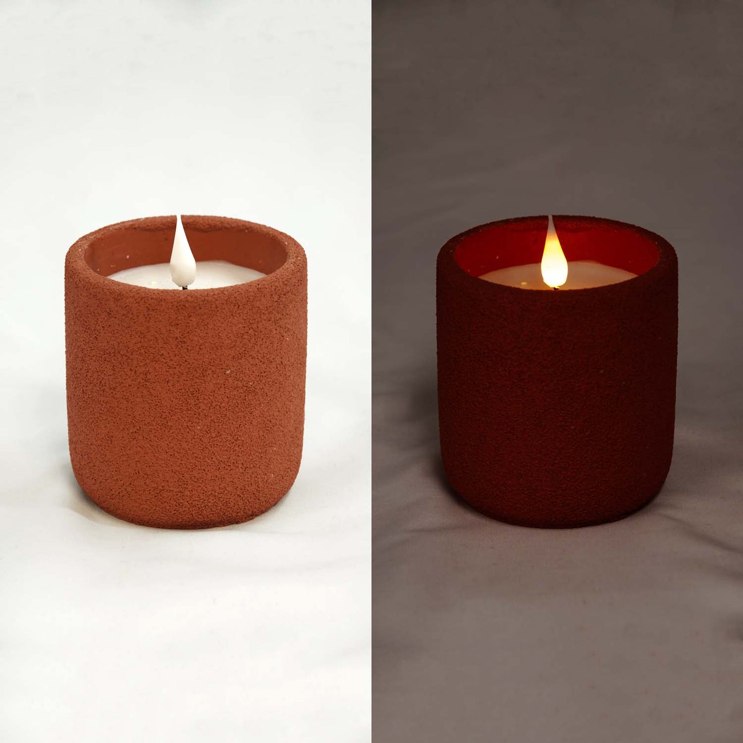 LAF57011 - Terracotta Look Resin LED Jar Candle