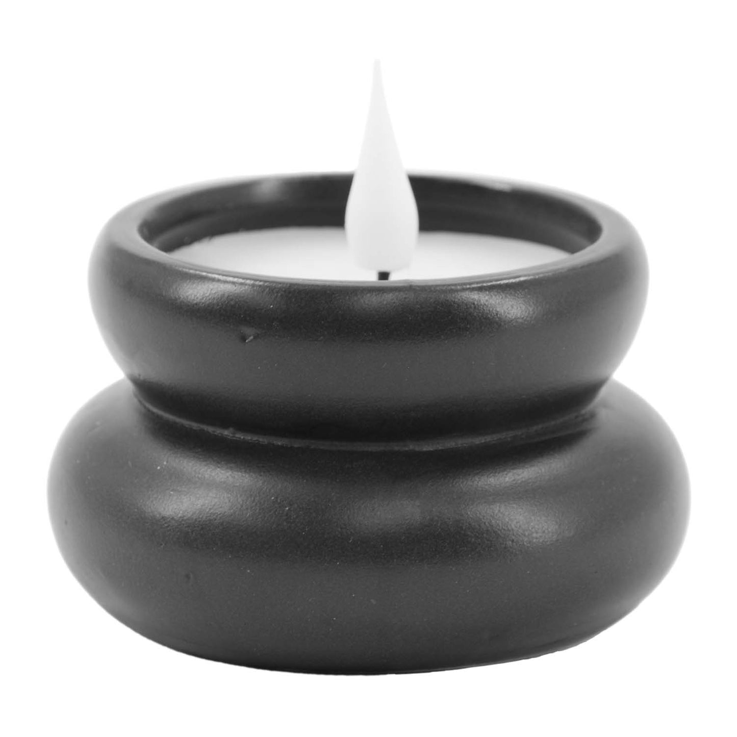 LAF57012 - Black Resin LED Jar Candle