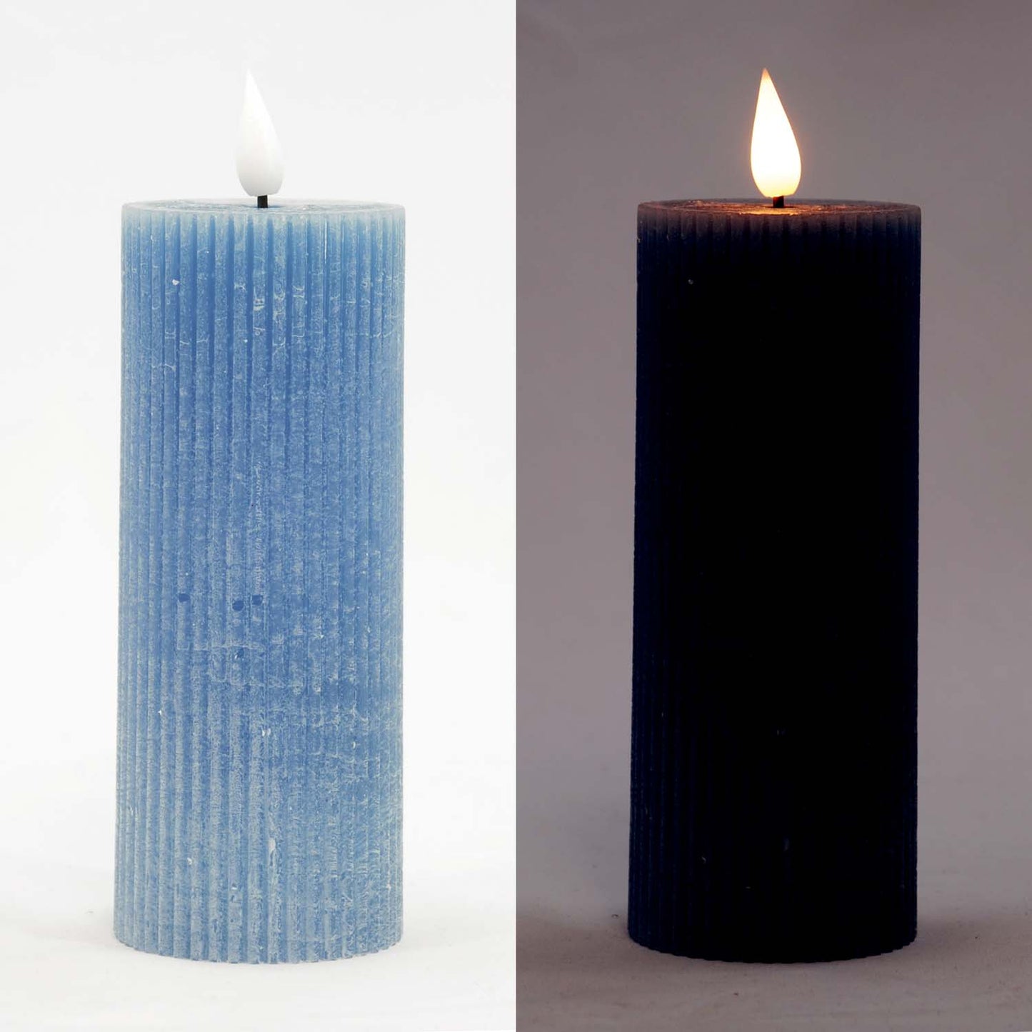 LAS57041 - Tall Blue Ridged Votive LED Candle