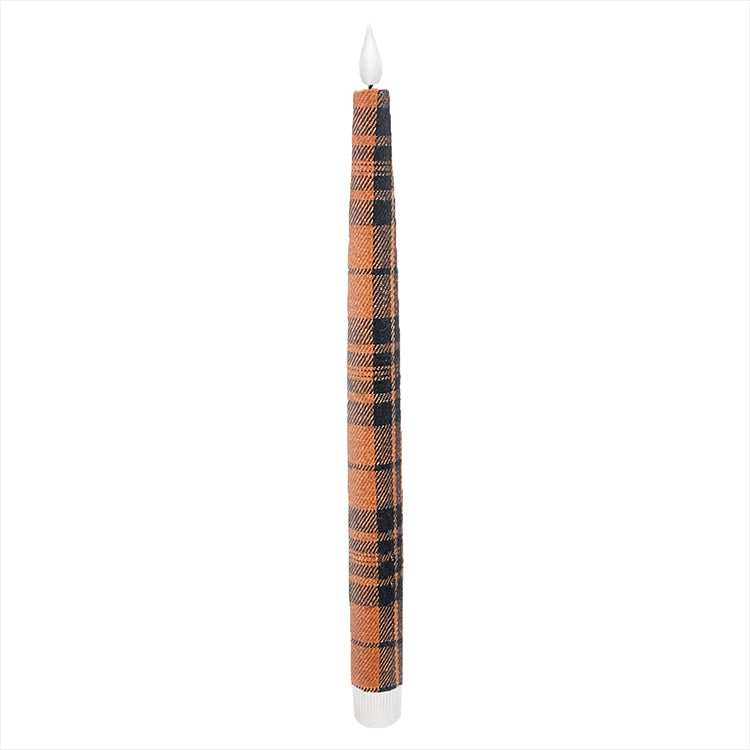 LFS12433T - Fall Plaid Realistic Flame Tall LED Taper
