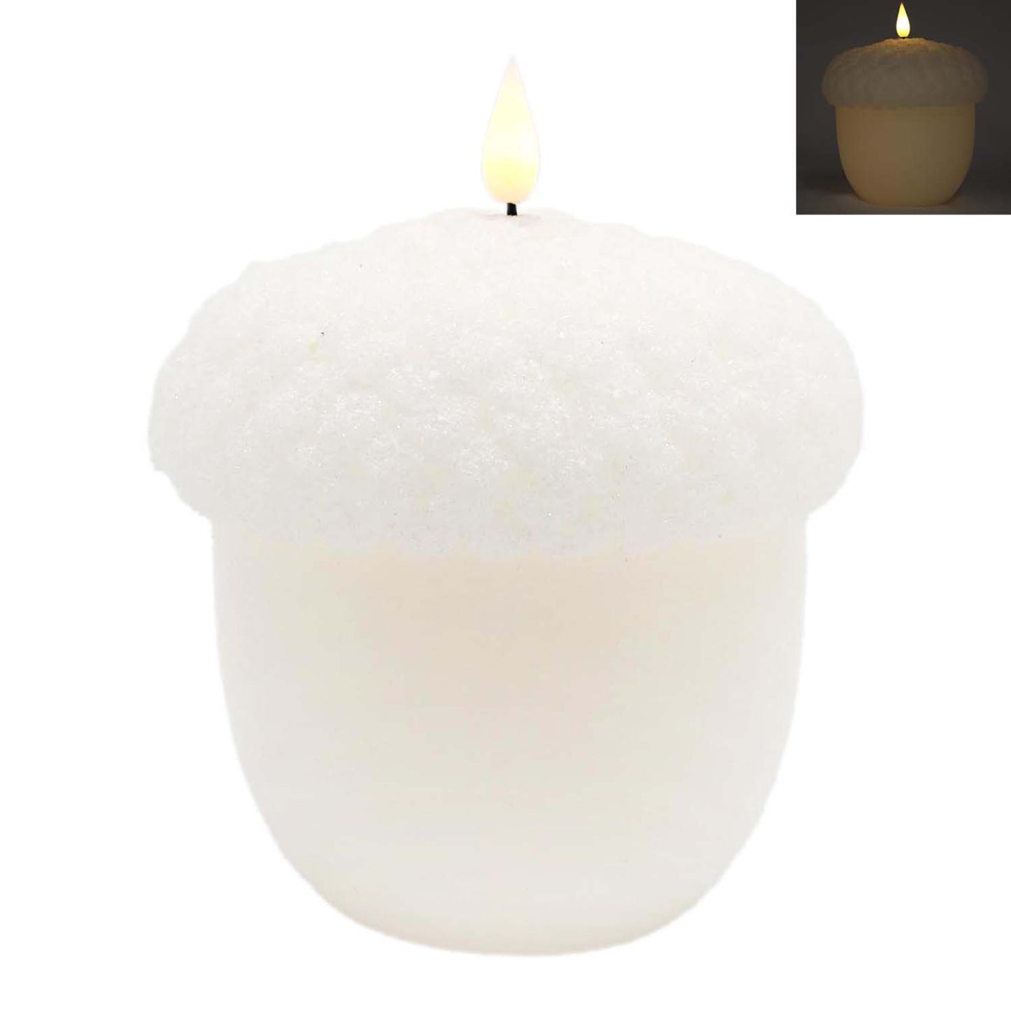 LFS58228T - Large White Acorn LED Candle