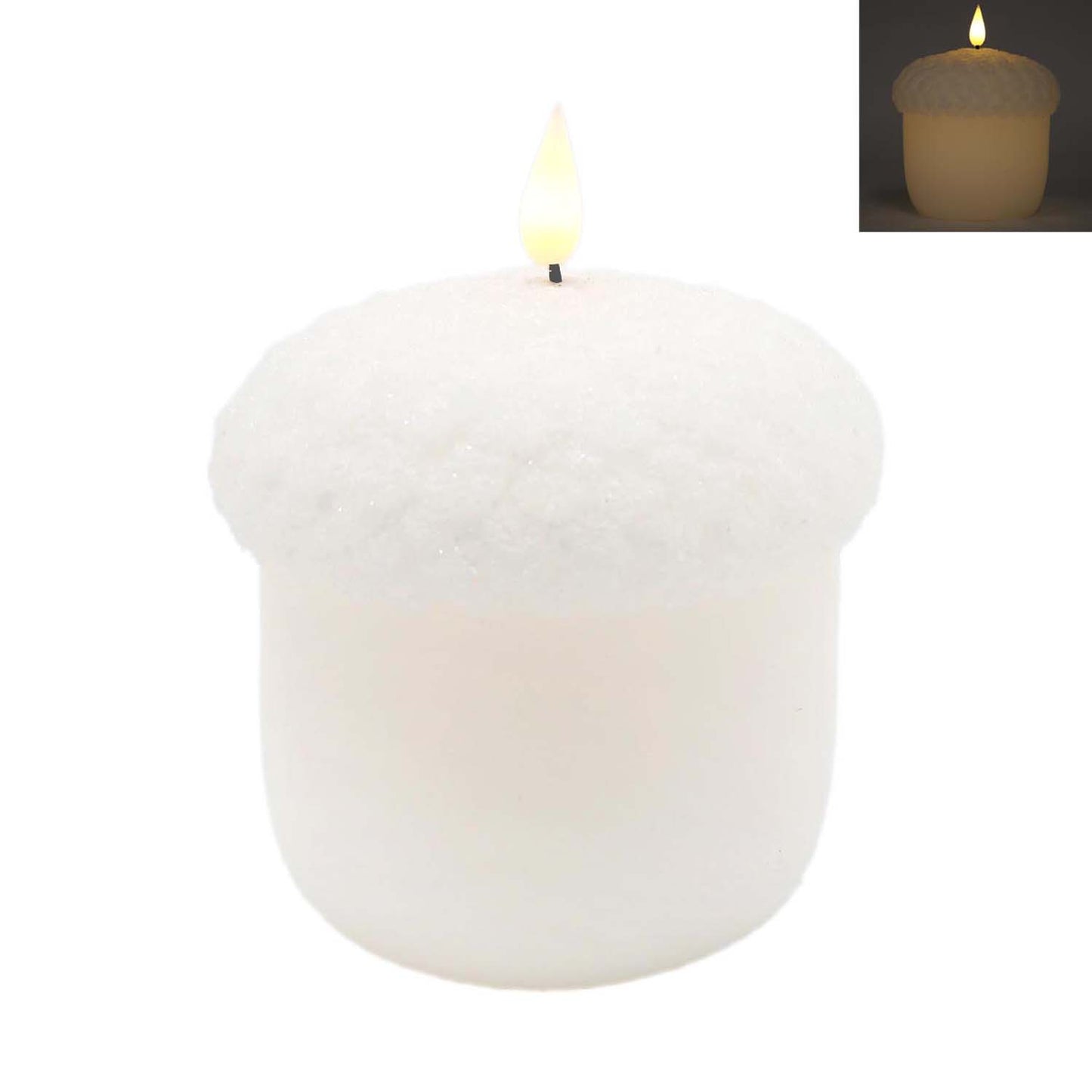 LFS58229T - Small White Acorn LED Candle