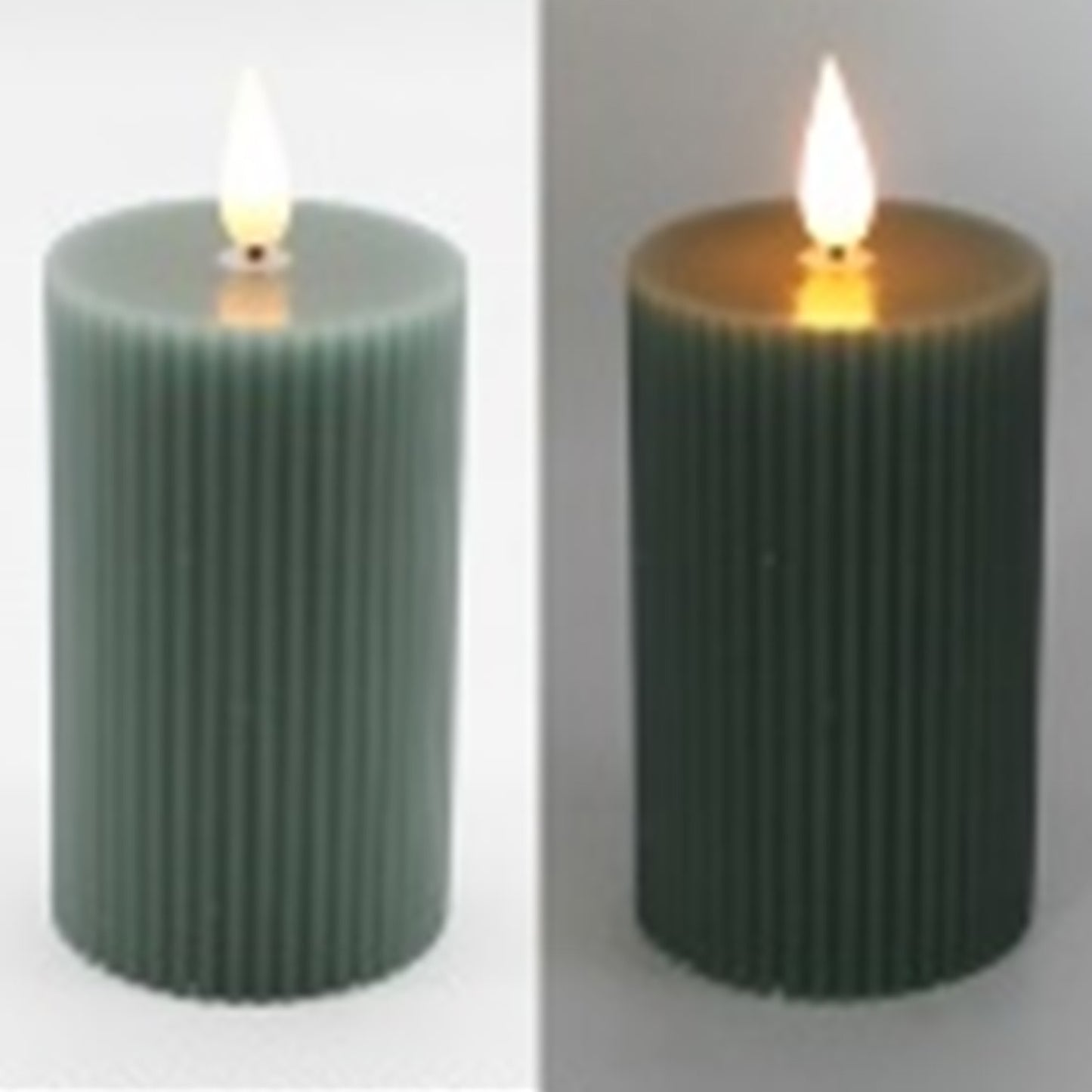 LXS39347T - 4 inch Green Ribbed LED Votive Candle