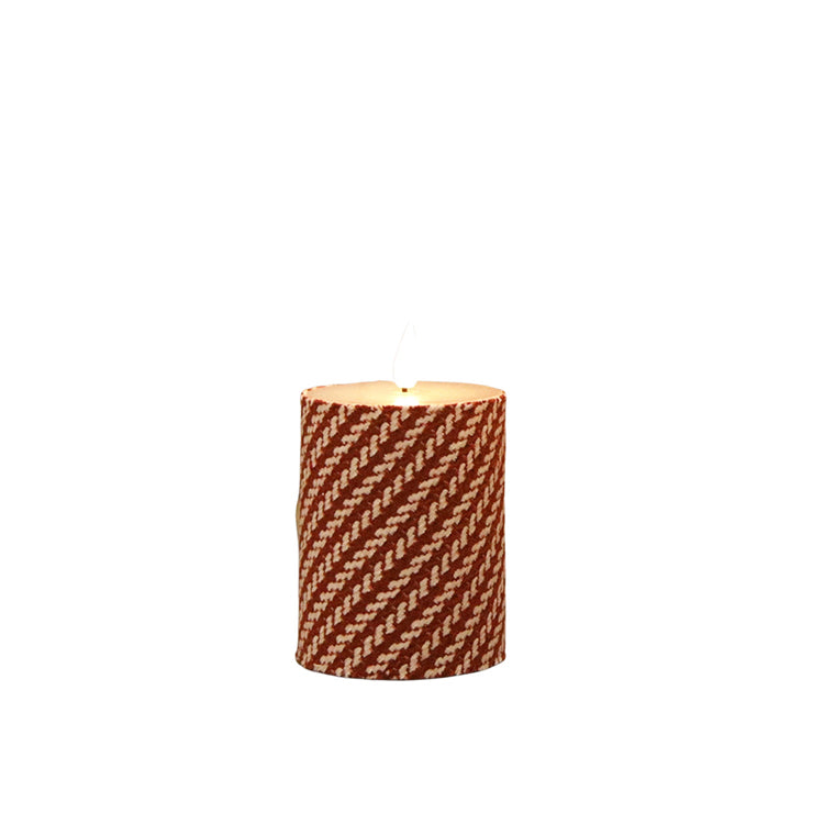 LXS39406T - 4 inch Braid Pattern Red and White LED Votive