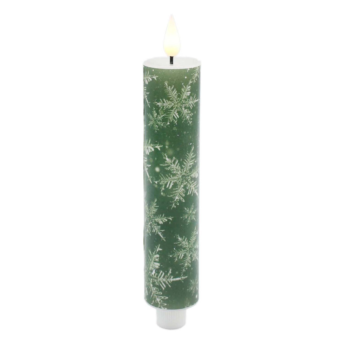 LXS59090T - 8 inch Green Snowflake LED Taper