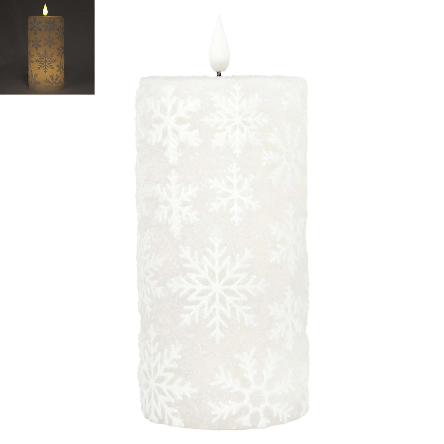 LXS59095T - 6 inch White Snowflake LED Pillar
