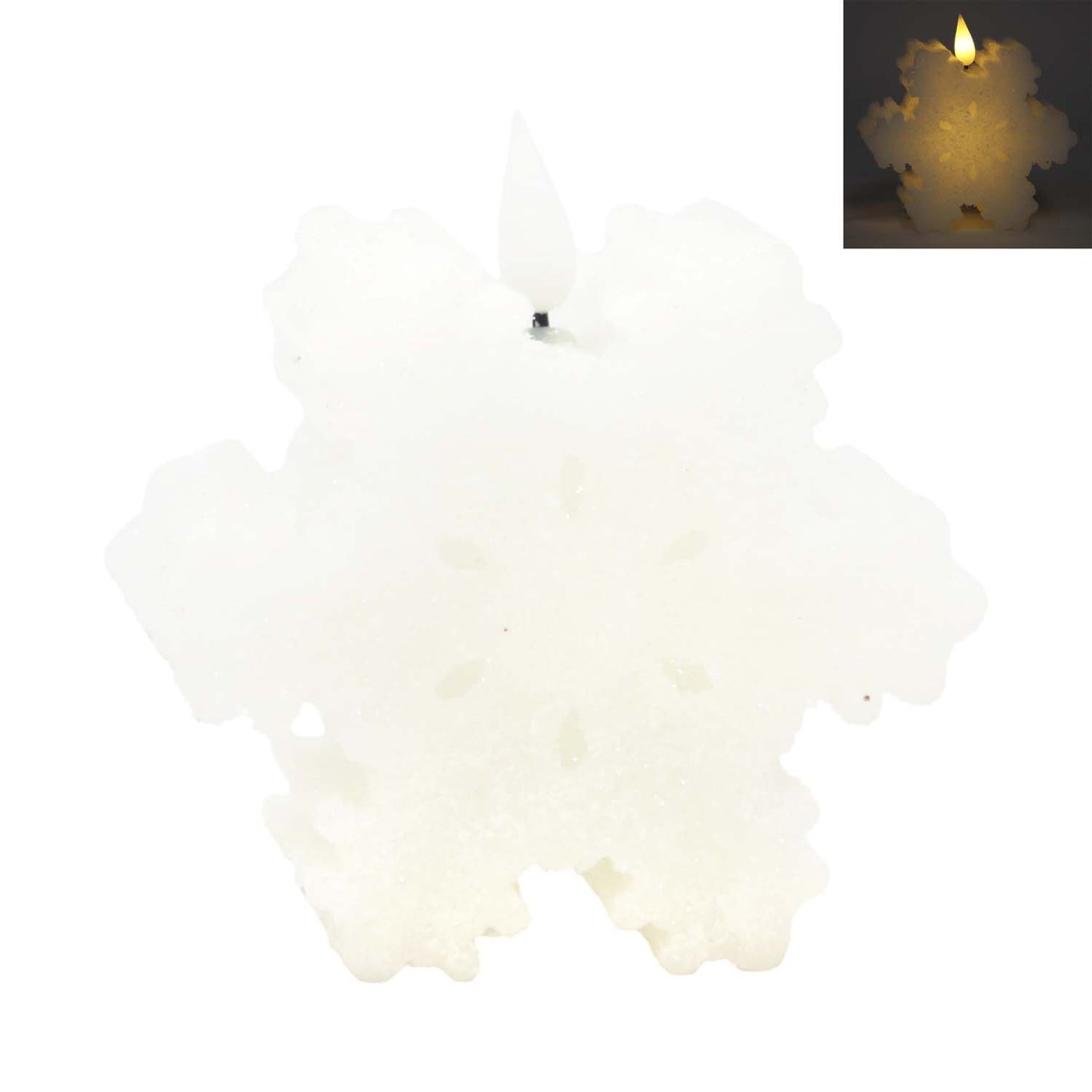 LXS59103T - White Snowflake Shape LED Candle