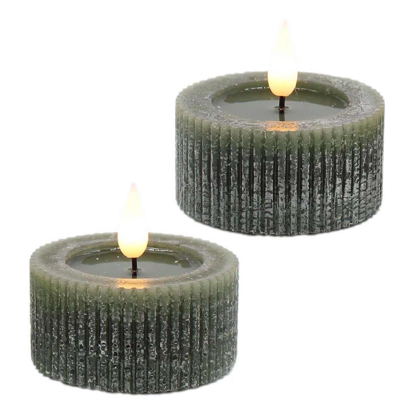 LXS59115T-2S - Set of 2 Large Green LED Tea Lights