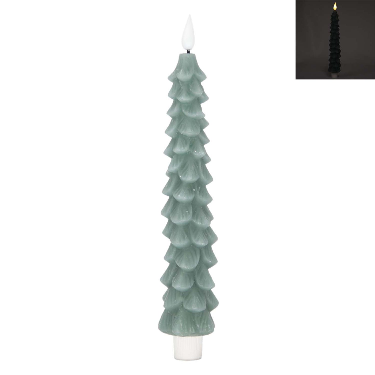 LXS59198T - Green Christmas Tree LED Taper