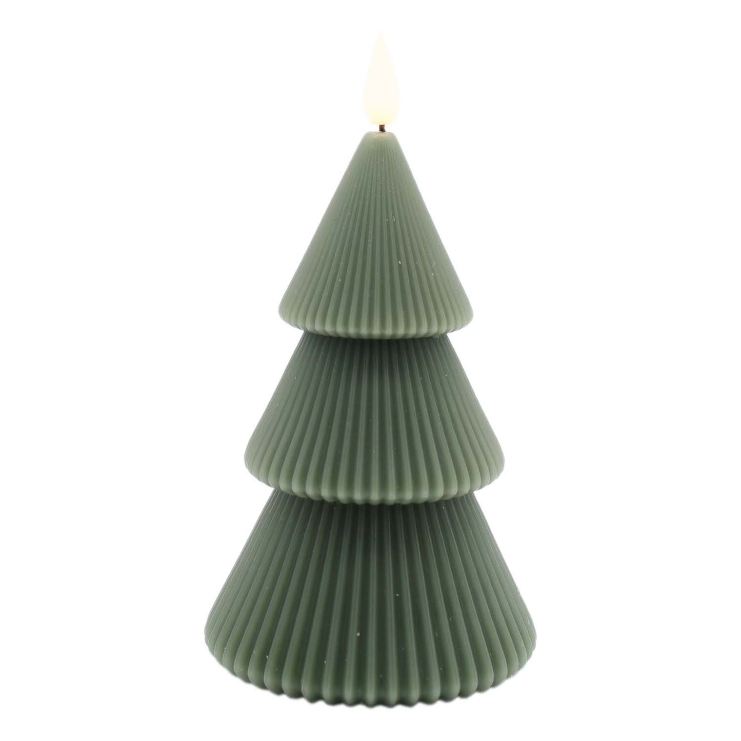 LXS59219T - Large Dark Green Tiered Tree LED Candle