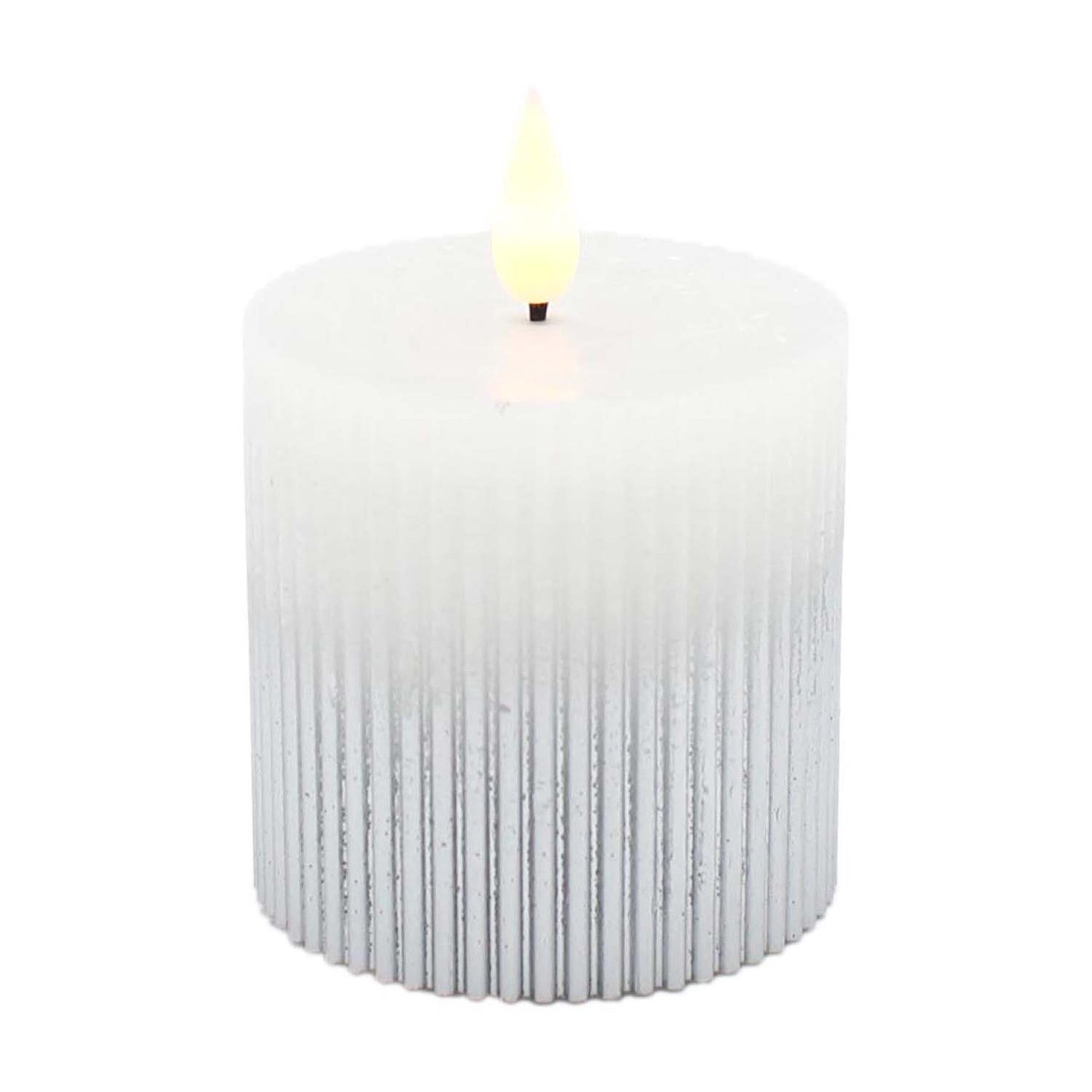 LXS59234T - 2.75 inch Silver and White Ridged LED Pillar