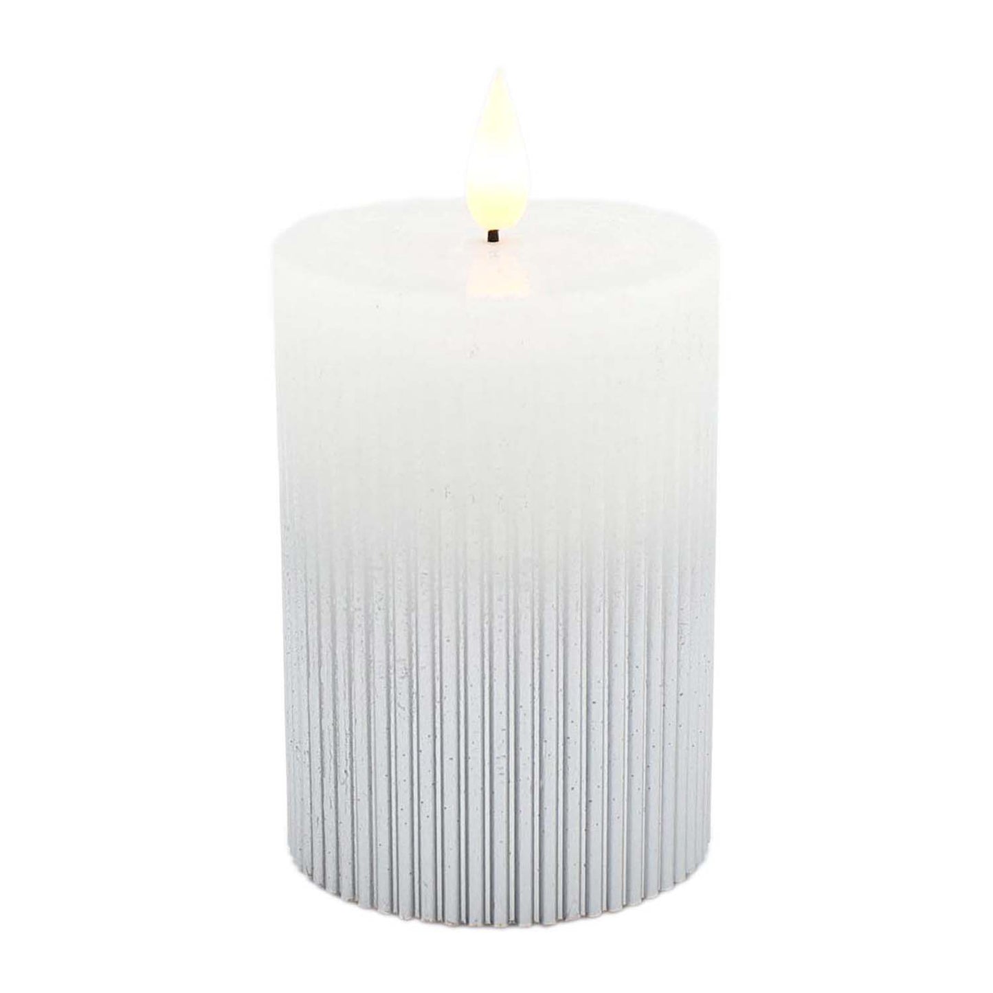 LXS59235T - 3.75 inch Silver and White Ridged LED Pillar