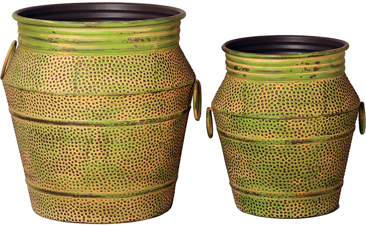 MAF24622-2S - Set of 2 Green Textured Double Handled Bucket