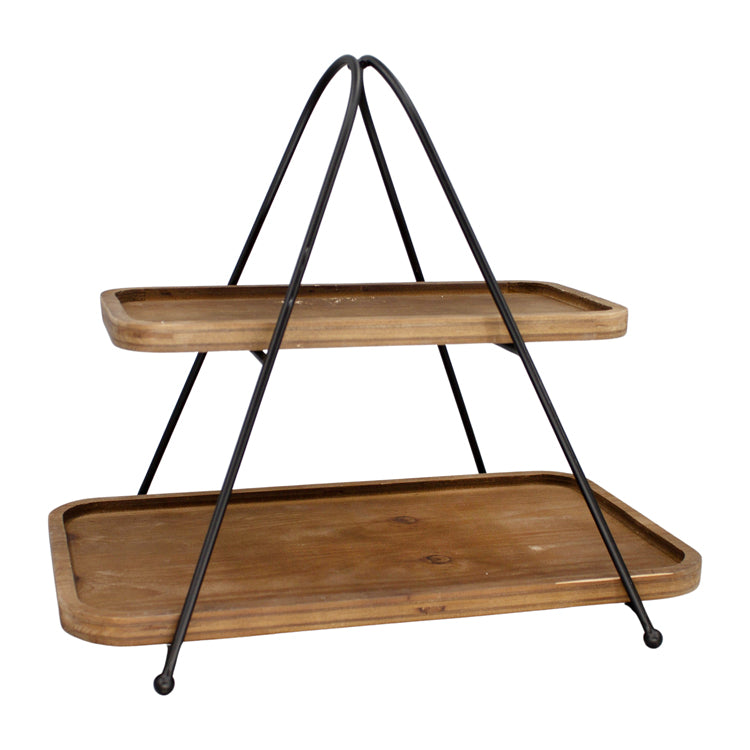 MAF34090 - Double Wood Trays on Black A Frame