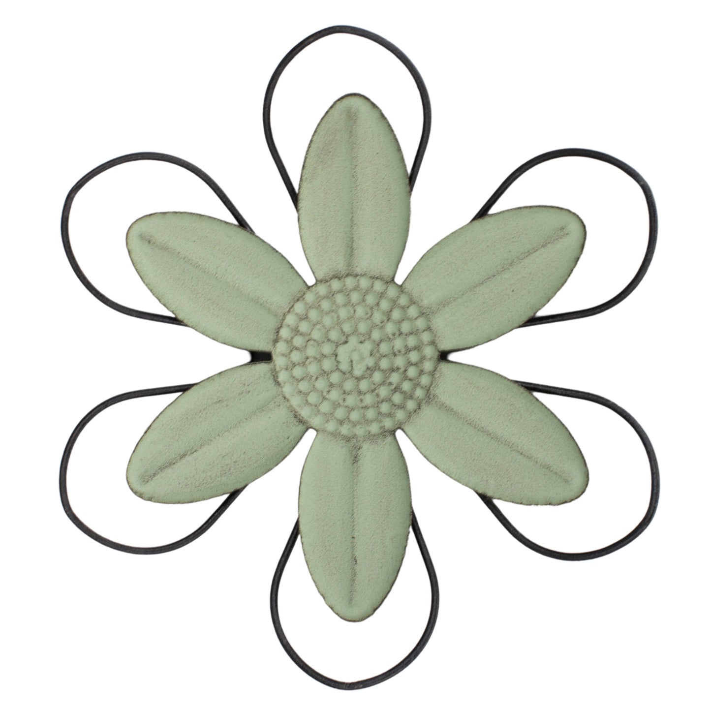 MAF41130 - Large Sage Green Black Rim Metal Daisy
