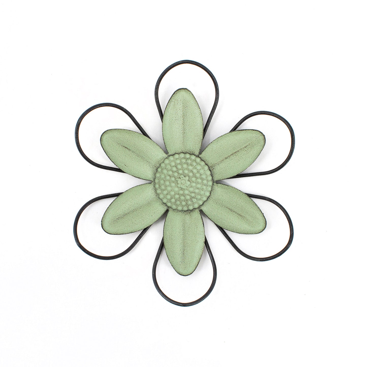 MAF41131 - Small Sage Green Black Rim Metal Daisy