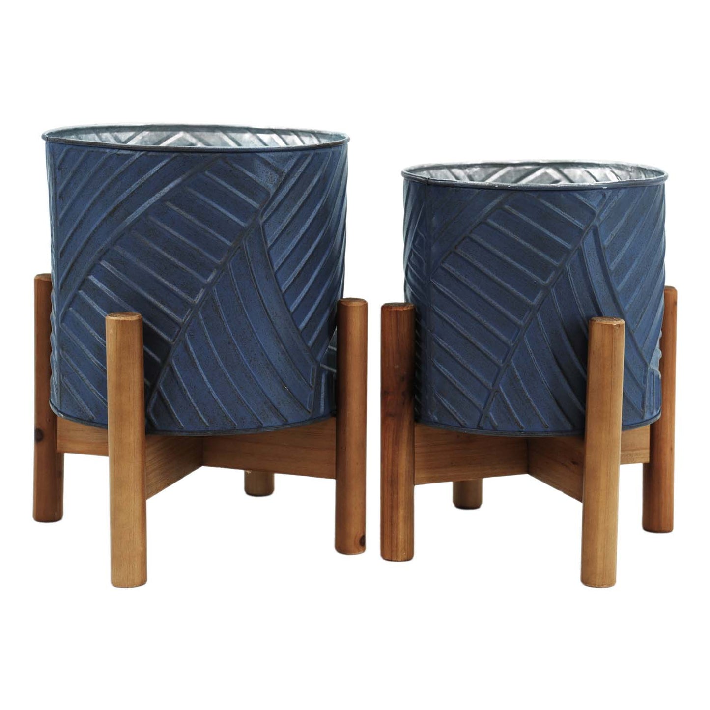 MAF57044-2S - Set of 2 Blue Planters in Stands
