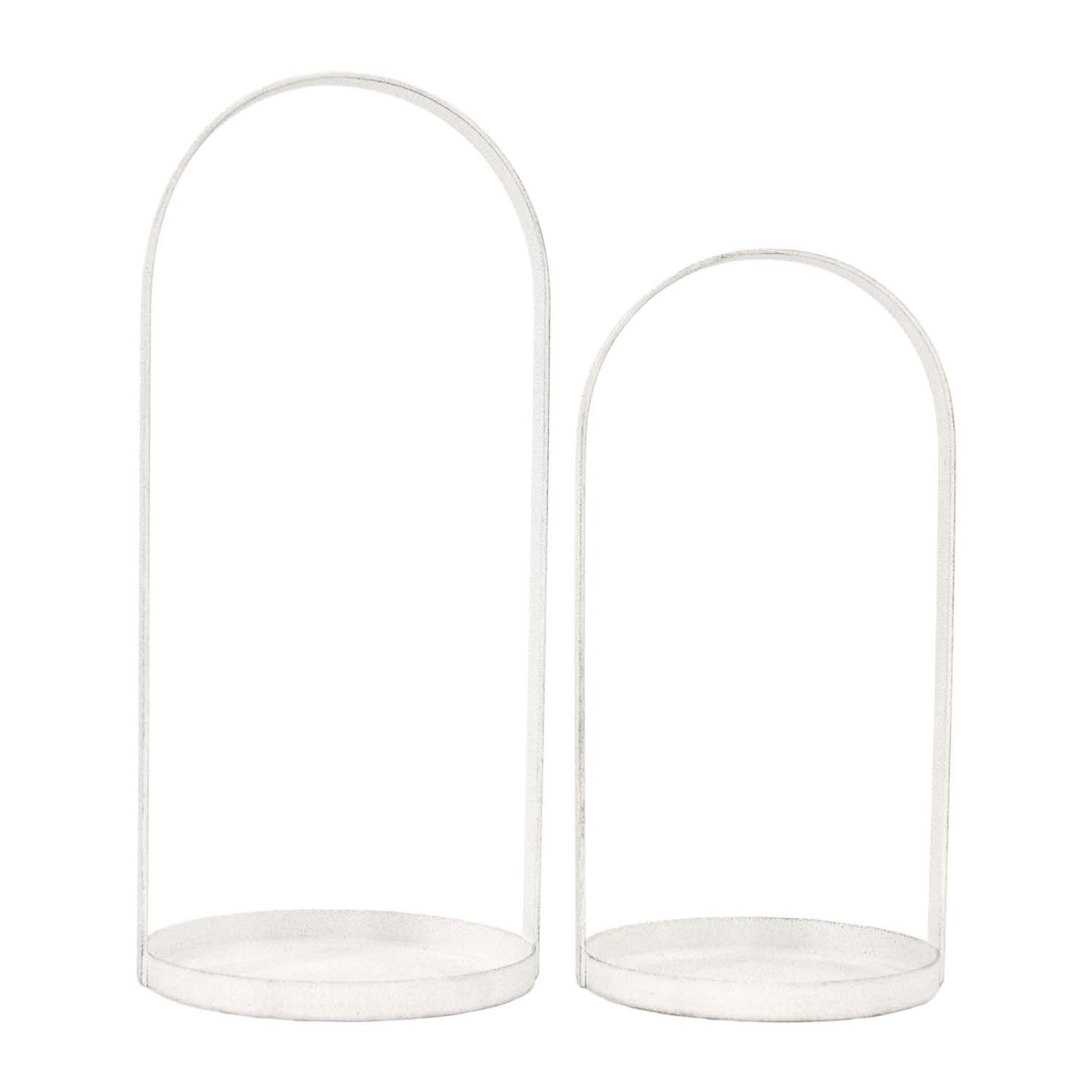 MAF57115-2S - Set of 2 White Single Arch Metal Lanterns