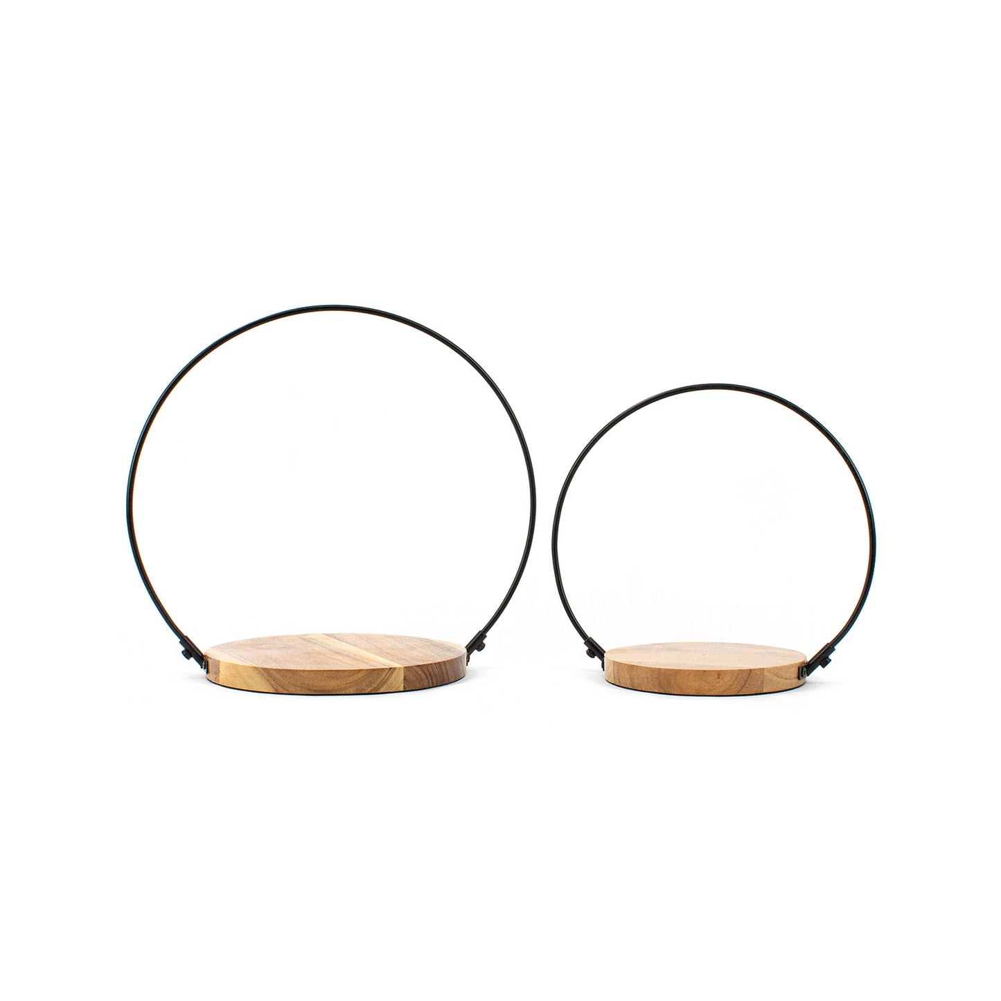 MAI41542-2S - Set of 2 Round Handle Iron Candle Holders