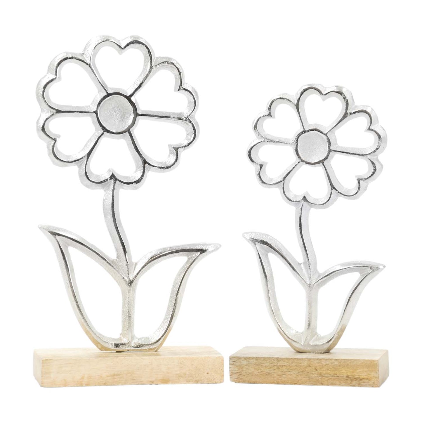 MAI57506-2S - Set of 2 Silver Daisies on Stands