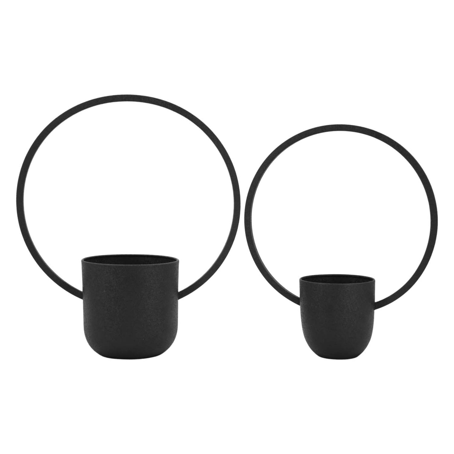 MAI57519-2S - Set of 2 Black Hanging Pots