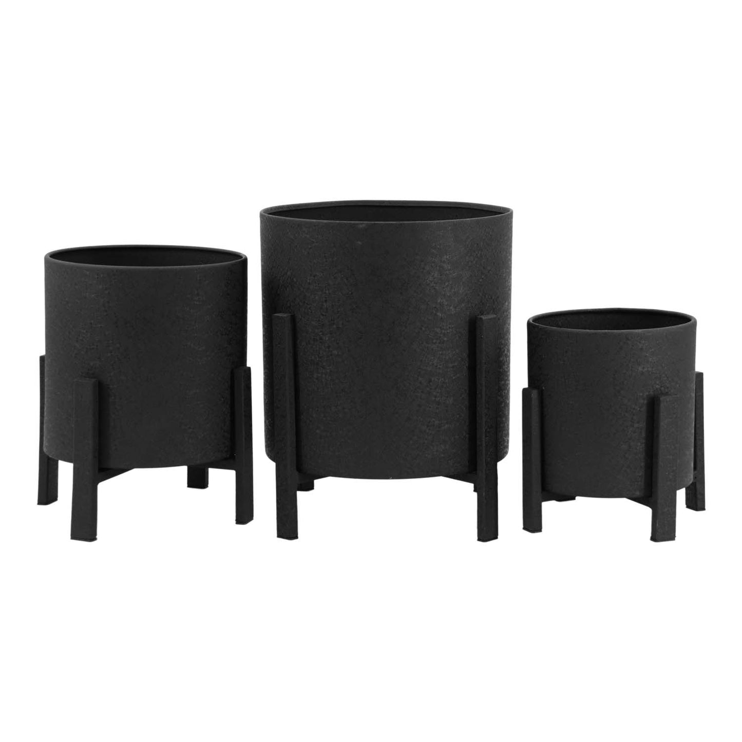MAI57520-3S - Set of 3 Black Round Planters