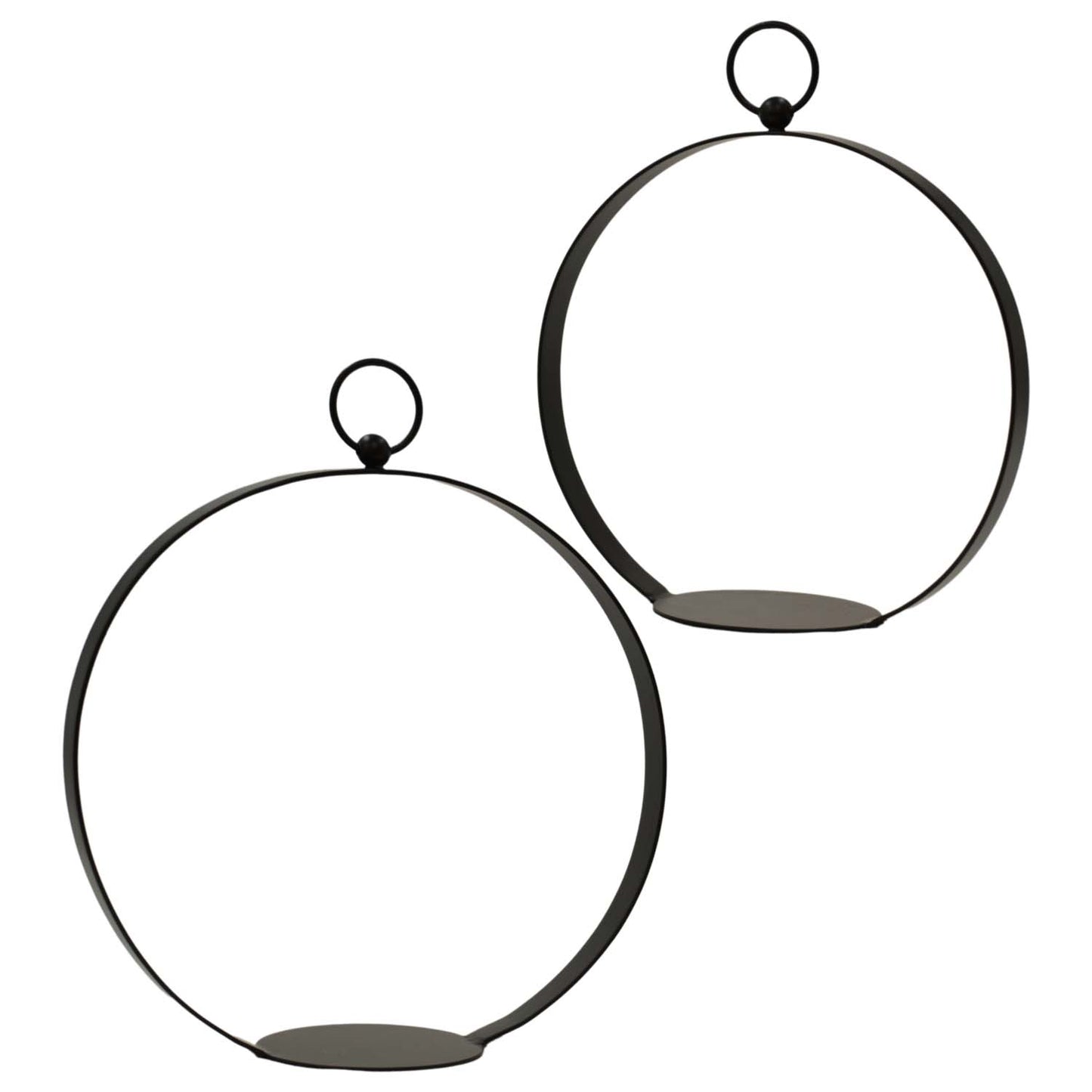 MAI57540-2S - Set of 2 Black Round Candle Holders