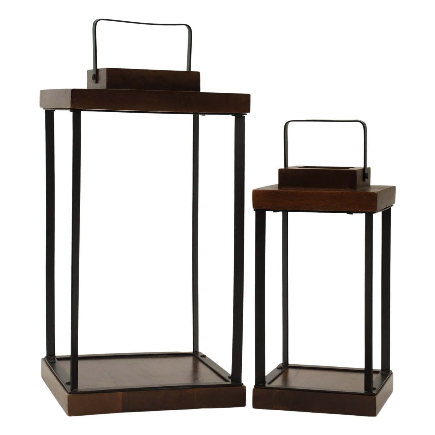 MAI57549-2S - Set of 2 Wood and Metal Lanterns
