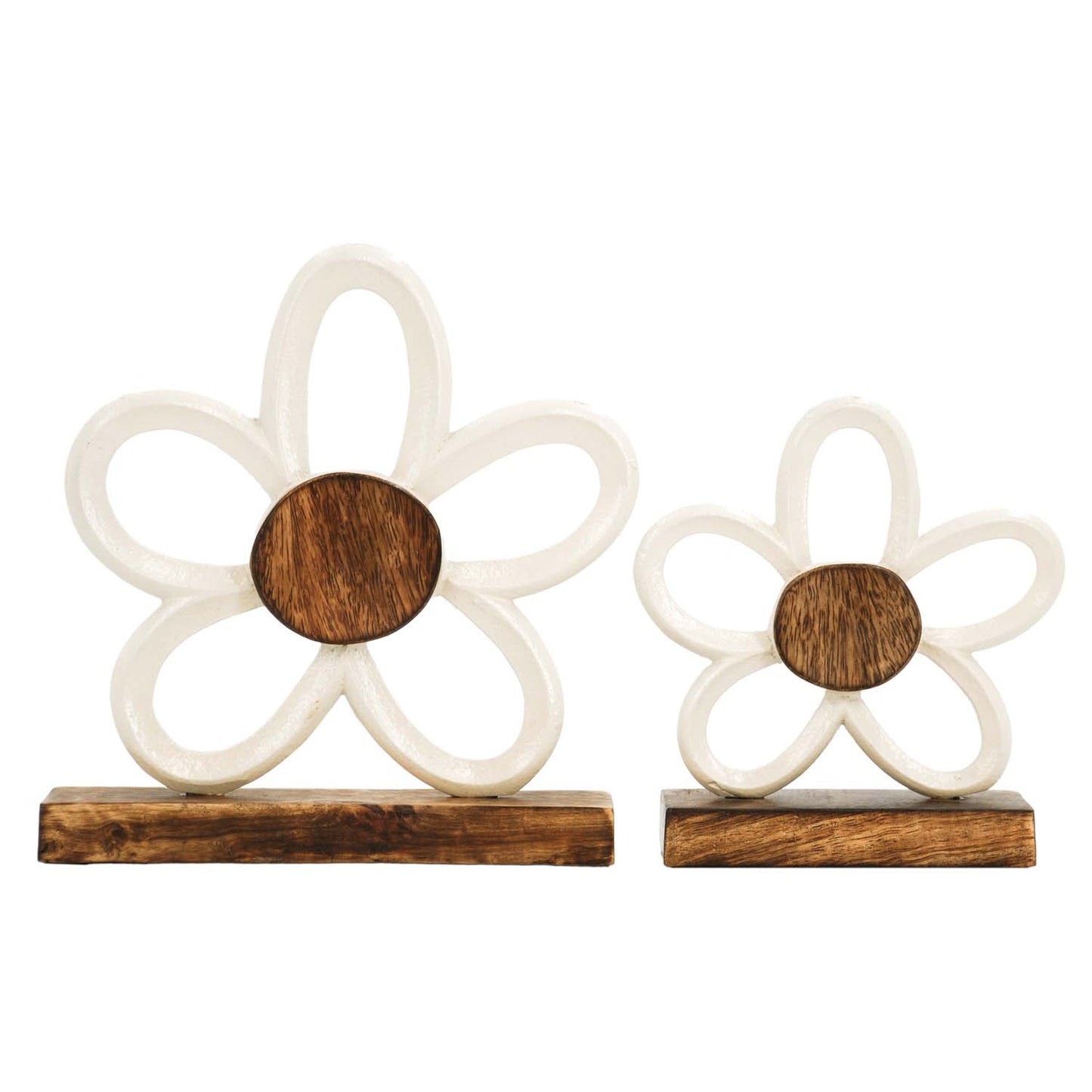 MAI57562-2S - Set of 2 White Metal Daisies on Stands