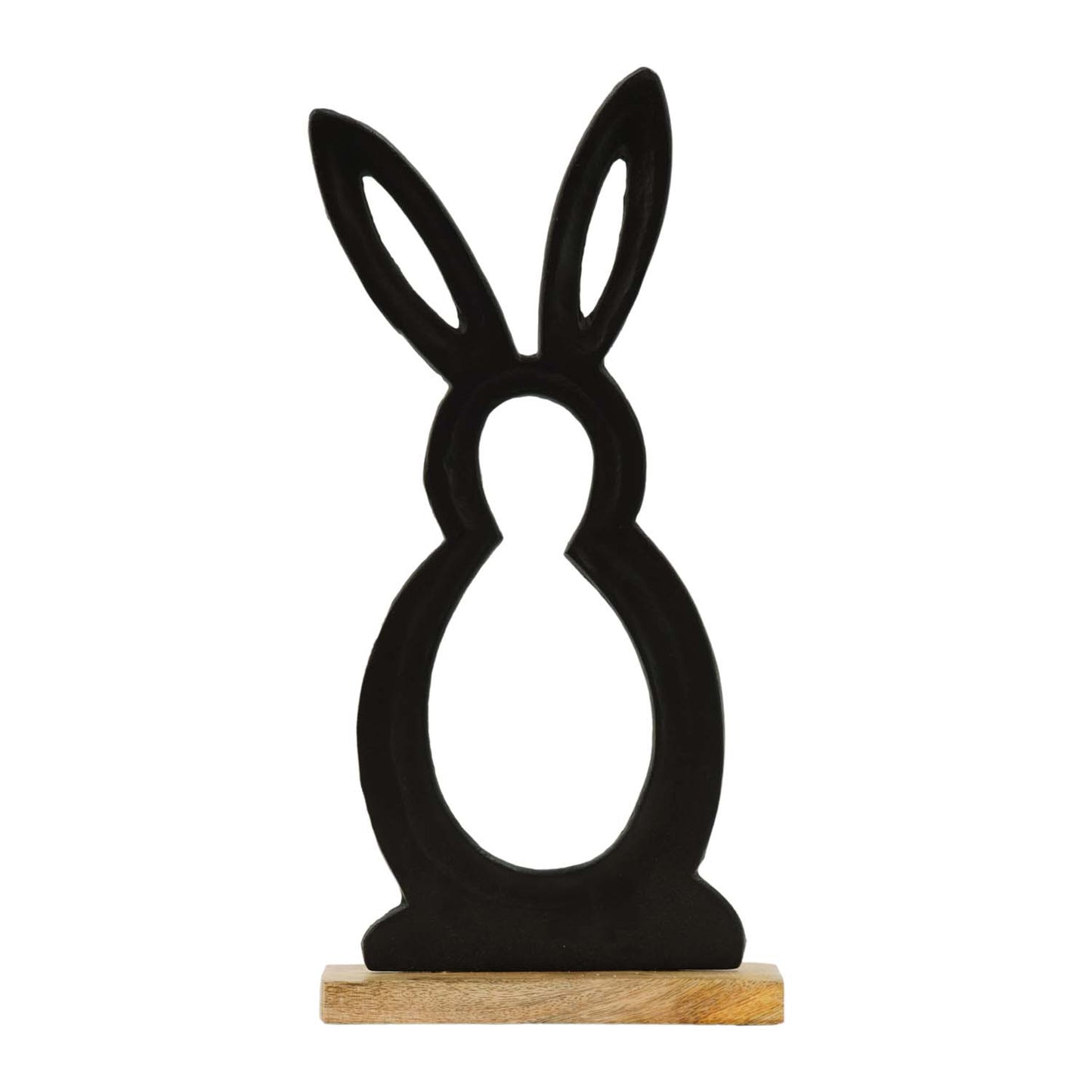 MAI57577 - Cutout Black Metal Bunny on Stand